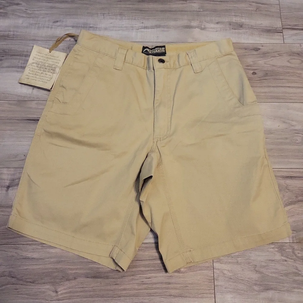 Mountain Khakis Shorts Mens 30‎ Beige Chino Pocket 9.5 Inseam Outdoor NEW
